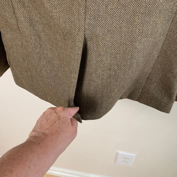Paul Jones Sz M Wool Herringbone Sport Coat Blazer Jacket Brown Corduroy Collar - Picture 8 of 14